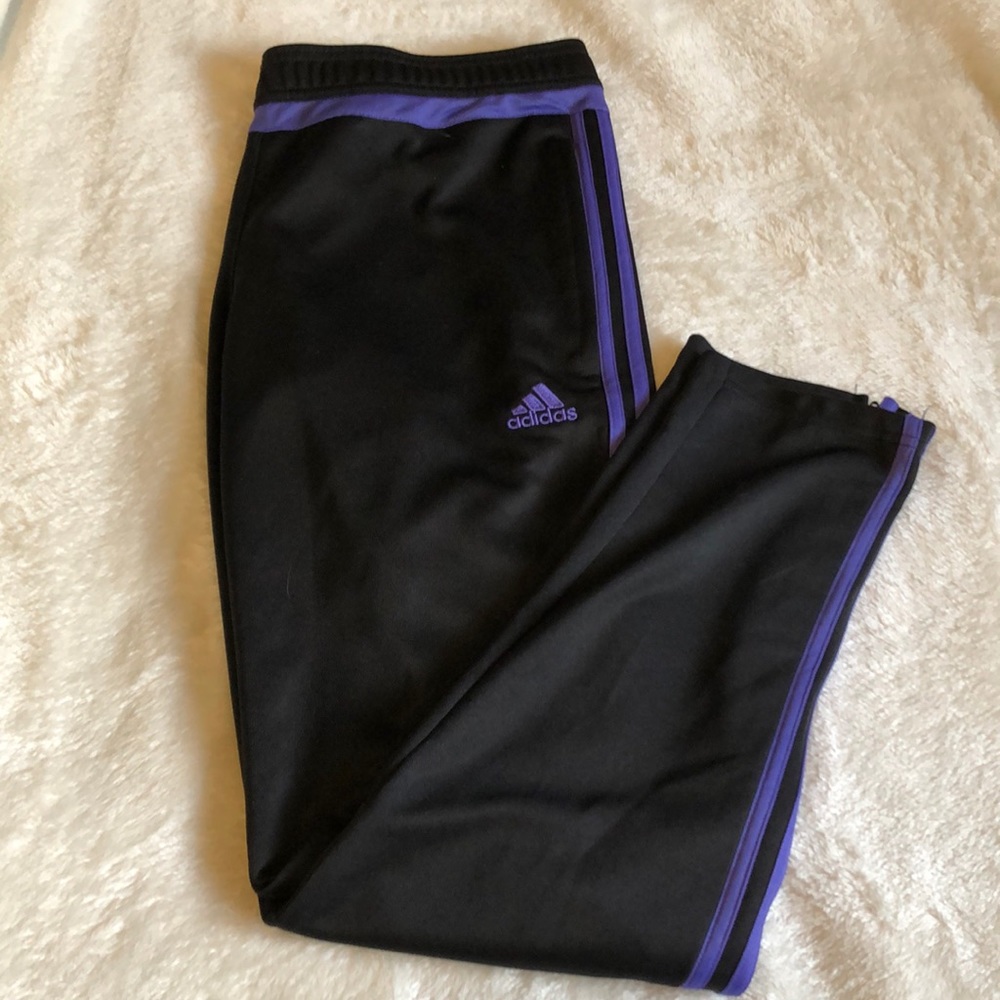 Adidas climacool joggers with purple stripe